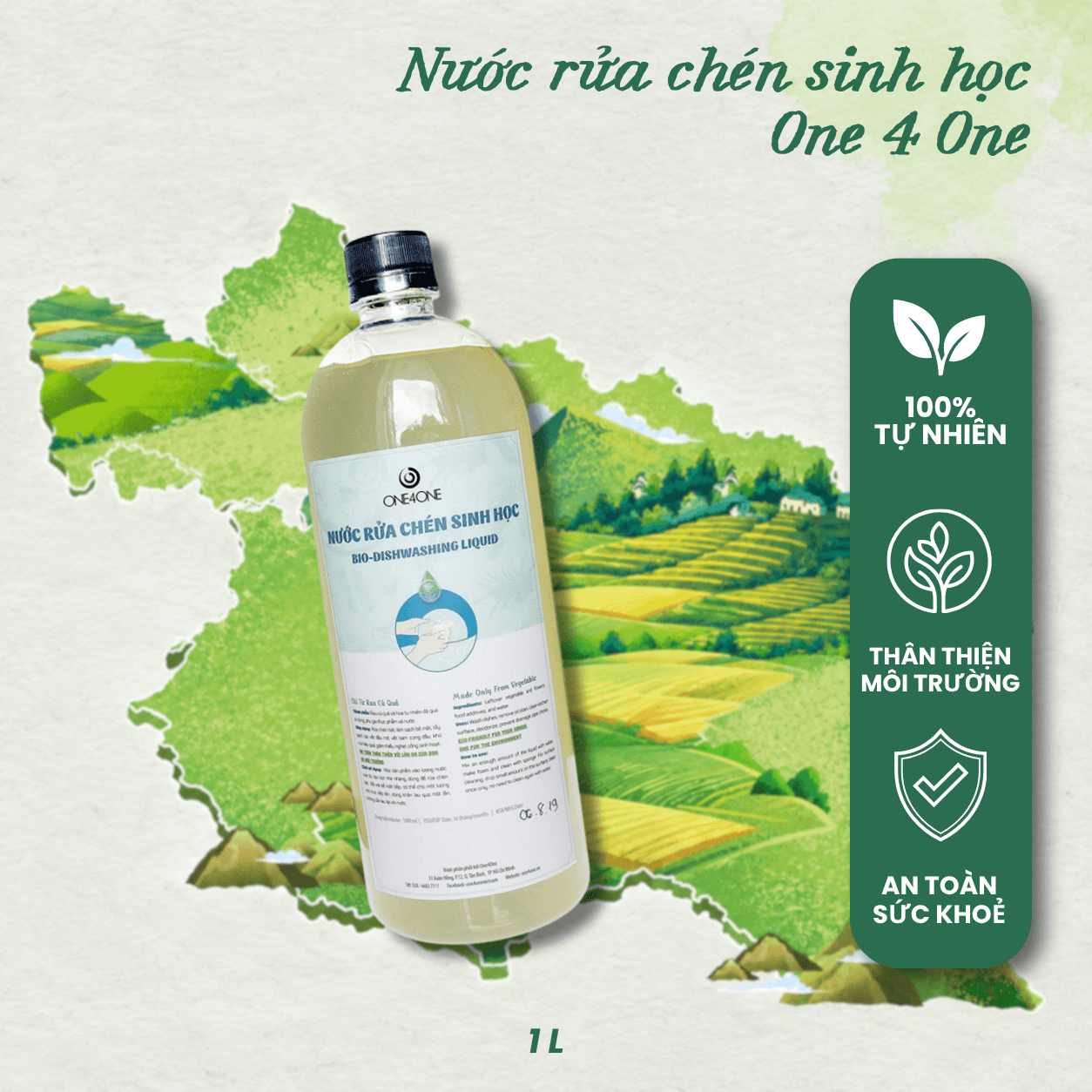 Nước Rửa Chén Sinh Học One4One 1L